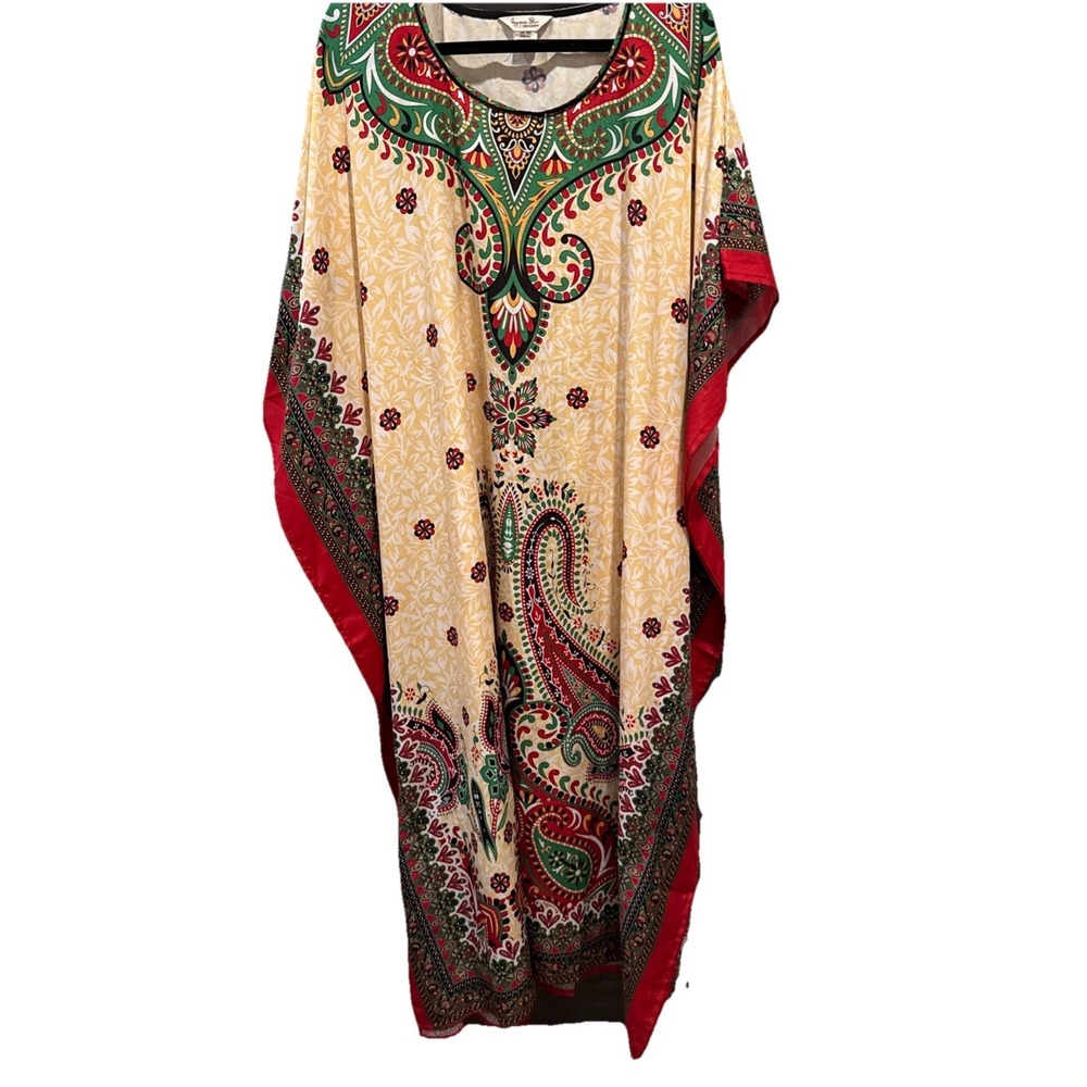 Gypsie Blu Live To Be Free One Size Multicolor Mix Print Maxi Long Kaftan Dress